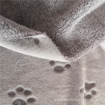 Double-Sided Pet Paw Back Printed Cutting Flannel Fabric